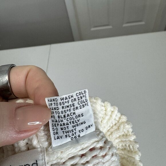 Vintage Nuggets Womens Sweater M White Floral Cardigan Hand Knitted Cottagecore - Picture 15 of 15